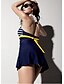 abordables Tenues légères-Femme fines rayures Blocs de Couleur Bleu Vêtement couvrant Maillots de Bain Maillot de bain - Rayé M L XL Bleu