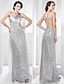 cheap Special Occasion Dresses-Sheath / Column Celebrity Style Beautiful Back Sparkle &amp; Shine Formal Evening Military Ball Dress One Shoulder Sleeveless Floor Length Sequined with Side Draping 2022