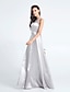cheap Bridesmaid Dresses-Sheath / Column Bridesmaid Dress Scoop Neck Sleeveless Elegant Floor Length Satin with Pleats