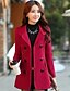cheap Women&#039;s Coats &amp; Trench Coats-Women&#039;s Vintage Coat,Solid Shirt Collar Long Sleeve Winter Blue / Red / Yellow Wool / Cotton / Others Thick