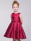 cheap Flower Girl Dresses-A-Line Knee Length Flower Girl Dress - Polyester Sleeveless Jewel Neck with Bow(s) Sash / Ribbon Pleats by LAN TING BRIDE®