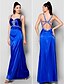 cheap Evening Dresses-Sheath / Column Beautiful Back Formal Evening Dress Straps Sleeveless Floor Length Stretch Satin with Ruched Crystals Beading 2020