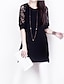 cheap Women&#039;s Dresses-Women&#039;s Shift Dress Short Mini Dress Black Solid Colored Lace Spring Summer Round Neck Sophisticated L XL
