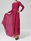 Χαμηλού Κόστους Maxi Φορέματα-Γυναικεία Φόρεμα τρομπέτα / γοργόνα Μακρυμάνικο Λεοπάρ Όλες οι εποχές Βίντατζ Πάρτι Σκούρο Ροζ / Μακρύ
