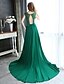 cheap Special Occasion Dresses-A-Line Keyhole Formal Evening Dress Boat Neck Sleeveless Court Train Chiffon with Beading Appliques 2020