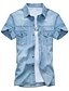 cheap Men&#039;s Shirts-Men&#039;s Pure Short Sleeve Top , Denim Casual