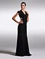 cheap Special Occasion Dresses-Sheath / Column V Neck Floor Length Chiffon Dress with Pleats by TS Couture®