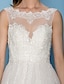 お買い得  ウェディングドレス-Wedding Dresses A-Line Scoop Neck Sleeveless Court Train Lace Bridal Gowns With Beading Appliques 2023 Summer Wedding Party, Women&#039;s Clothing
