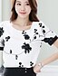 cheap Plus Size Tops-Women&#039;s Blouse Floral Plus Size Round Neck Daily Print Short Sleeve Tops White
