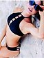 cheap Women&#039;s Swimwear &amp; Bikinis-Women&#039;s Swimwear Bikini Swimsuit Solid Colored Black Halter Neck Bathing Suits Sports Solid