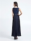 cheap Bridesmaid Dresses-Sheath / Column Jewel Neck Ankle Length Chiffon / Lace Bridesmaid Dress with Lace by LAN TING BRIDE®
