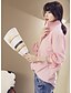 voordelige Damesblouses en -shirts-Eenvoudig Overhemd Katoen Effen Opstaand Roze / Zomer