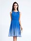 cheap Bridesmaid Dresses-A-Line Bridesmaid Dress Scoop Neck Sleeveless Knee Length Chiffon with Ruched