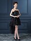 tanie Sukienki koktajlowe-Balowa Błyszczące Spotkanie towarzyskie Sukienka Bez ramiączek Bez rękawów Asymetryczna Organza Satyna z Cekin 2020