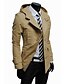 cheap Men&#039;s Jackets &amp; Coats-Men&#039;s Daily Simple / Casual / Fashion Spring &amp;  Fall Coat, Solid Colored Hooded Long Sleeve Cotton / Polyester Black / Brown / Khaki