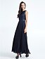 cheap Bridesmaid Dresses-Sheath / Column Jewel Neck Ankle Length Chiffon / Lace Bridesmaid Dress with Lace by LAN TING BRIDE®