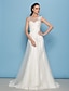 Χαμηλού Κόστους Νυφικά Φορέματα-Φορεματα για γαμο Ουρά μέτριου μήκους Γραμμή Α Αμάνικο Λαιμός σέσουλα Τούλι Με 2023 Νυφικά φορέματα