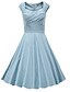 cheap Vintage Dresses-Women&#039;s Daily Loose Sheath Skater Dress - Polka Dot Pleated Spring Blue Light Blue