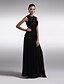 cheap Special Occasion Dresses-Sheath / Column Jewel Neck Floor Length Chiffon Formal Evening Dress with Pleats by LAN TING Express
