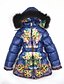 abordables Vestes et manteaux pour filles-Girls&#039; Floral Long Sleeve Long Long Down &amp; Cotton Padded