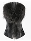 cheap Women&#039;s Furs &amp; Leathers-Women&#039;s Sophisticated Summer Plus Size Short Fur Coat, Solid Colored / Patchwork V Neck Sleeveless Faux Fur Bow Black / Yellow XL / XXL / XXXL