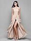 cheap Bridesmaid Dresses-A-Line Bridesmaid Dress Bateau Neck Sleeveless Furcal Asymmetrical Chiffon / Lace Bodice with Lace / Criss Cross 2022