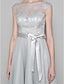 cheap Bridesmaid Dresses-A-Line Bateau Neck Knee Length Chiffon / Lace Bridesmaid Dress with Lace