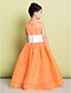 cheap Cufflinks-A-Line Floor Length Flower Girl Dress - Organza Sleeveless Scoop Neck with Flower by LAN TING BRIDE®