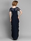 preiswerte Kleider für die Brautmutter-Sheath / Column Bateau Neck Floor Length Chiffon Mother of the Bride Dress with Beading / Ruched by LAN TING BRIDE®