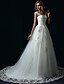 cheap Wedding Dresses-Wedding Dresses A-Line Straps Sleeveless Chapel Train Tulle Bridal Gowns With Beading Appliques 2023 Summer Wedding Party, Women&#039;s Clothing