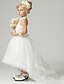 Χαμηλού Κόστους Λουλουδάτα φορέματα για κορίτσια-Γραμμή Α Ασύμμετρο Φόρεμα για Κοριτσάκι Λουλουδιών Γάμου Χαριτωμένο φόρεμα χορού Πολυεστέρας με Χάντρες Κατάλληλο 3-16 ετών