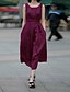 Χαμηλού Κόστους Γυναικεία Φορέματα-Γυναικείο Πάρτι Βίντατζ Φαρδιά Φόρεμα,Μονόχρωμο Αμάνικο Στρογγυλή Λαιμόκοψη Μίντι Λινό Καλοκαίρι Κανονική Μέση Ανελαστικό Λεπτό