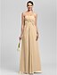 cheap Bridesmaid Dresses-Sheath / Column Strapless Floor Length Chiffon Bridesmaid Dress with Bow(s) Draping Sash / Ribbon Side Draping by LAN TING BRIDE®