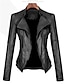 cheap Women&#039;s Furs &amp; Leathers-Women&#039;s Vintage/Casual Imitation leather Coat Slim Long Sleeve PU Jacket