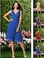 cheap Bridesmaid Dresses-A-Line Bridesmaid Dress V Neck Sleeveless Sexy Knee Length Chiffon with Ruched / Draping 2022