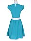 cheap Women&#039;s Dresses-Women&#039;s Work Puff Sleeve Loose Sheath Skater Dress - Solid Colored Flower Stand Summer Cotton White Blue M L XL