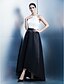 cheap Special Occasion Dresses-A-Line Color Block Formal Evening Dress Jewel Neck Sleeveless Asymmetrical Satin with Sash / Ribbon 2020