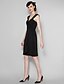 cheap Bridesmaid Dresses-Sheath / Column Bridesmaid Dress Straps Sleeveless Little Black Dress Knee Length Chiffon with Criss Cross 2023