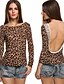 cheap Women&#039;s Tops-YIYI Women&#039;s Leopard Black / Animal Print / Gray T-Shirts , Sexy / Casual / Work Round Long Sleeve