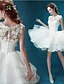 cheap Cufflinks-A-Line Jewel Neck Short / Mini Organza / Tulle Made-To-Measure Wedding Dresses with Beading / Appliques by LAN TING Express / Little White Dress