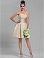 cheap Bridesmaid Dresses-A-Line Strapless Knee Length Satin Bridesmaid Dress with Draping Ruched by LAN TING BRIDE®