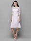 cheap Bridesmaid Dresses-A-Line Bateau Neck Knee Length Lace / Satin Bridesmaid Dress with Lace / Beading