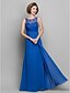 cheap Mother of the Bride Dresses-Sheath / Column Scoop Neck Floor Length Chiffon Mother of the Bride Dress with Lace by LAN TING BRIDE®