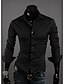 baratos Camisas para Homem-Homens Camisa Social - Trabalho Negócio Sólido Colarinho Clássico Vinho / Primavera / Outono / Manga Longa