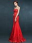 cheap Special Occasion Dresses-Mermaid / Trumpet Sweetheart Neckline Floor Length Tulle Formal Evening Dress with Appliques / Crystals / Lace by