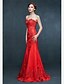 cheap Special Occasion Dresses-Mermaid / Trumpet Sweetheart Neckline Floor Length Tulle Formal Evening Dress with Appliques / Crystals / Lace by