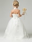 Χαμηλού Κόστους Λουλουδάτα φορέματα για κορίτσια-Γραμμή Α Ασύμμετρο Φόρεμα για Κοριτσάκι Λουλουδιών Γάμου Χαριτωμένο φόρεμα χορού Πολυεστέρας με Χάντρες Κατάλληλο 3-16 ετών