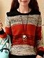 abordables Jerséis-Mujer Pull-over Bloques Sencillo Manga Larga Regular Cárdigans suéter Escote Redondo Primavera Verde Naranja