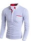 baratos Camisas &amp; Regatas para Homem-Homens Sólido Camiseta - Algodão Casual Branco / Preto / Azul Marinho / Manga Longa