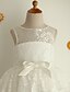 preiswerte Kleider für die Blumenmädchen-Prinzessin Knielänge Blume Mädchen Kleid - Spitze Tüll ärmellosen Juwel Hals mit Schleife